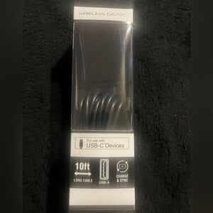 Wireless Gear Micro USB-C Devices ( 10’ Cable and Wall Charger ) Black